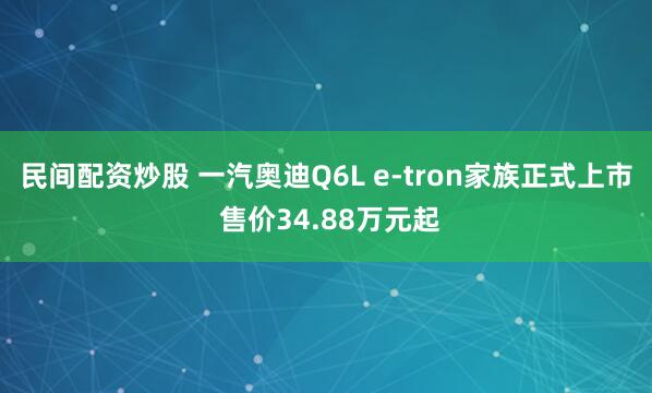 民间配资炒股 一汽奥迪Q6L e-tron家族正式上市 售价34.88万元起